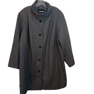 EUC Lands' End 26W Gray Wool Blend Stand Up Collar Coat Jacket